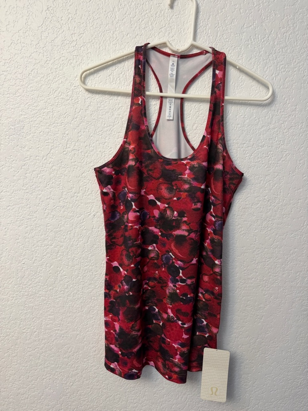 lululemon athletica Red and Black Floral Racerback Tank